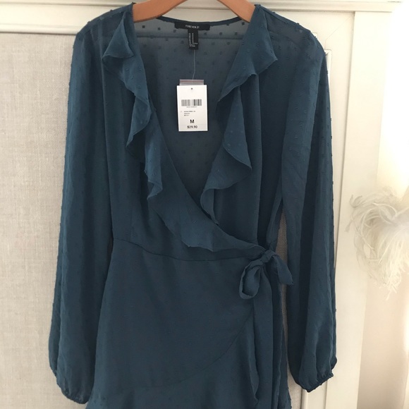 Forever 21 Dresses Dark Green Wrap Dress Nwt Poshmark